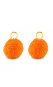 Pompom charm with loop 10mm - Gold-orange peel